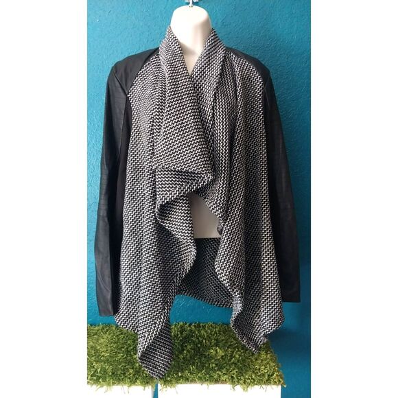 Baccini Faux Leather Houndstooth Jacket Sz Large - Picture 1 of 7